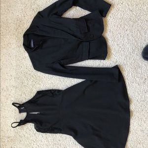 Juniors formal dress and buttoned coat